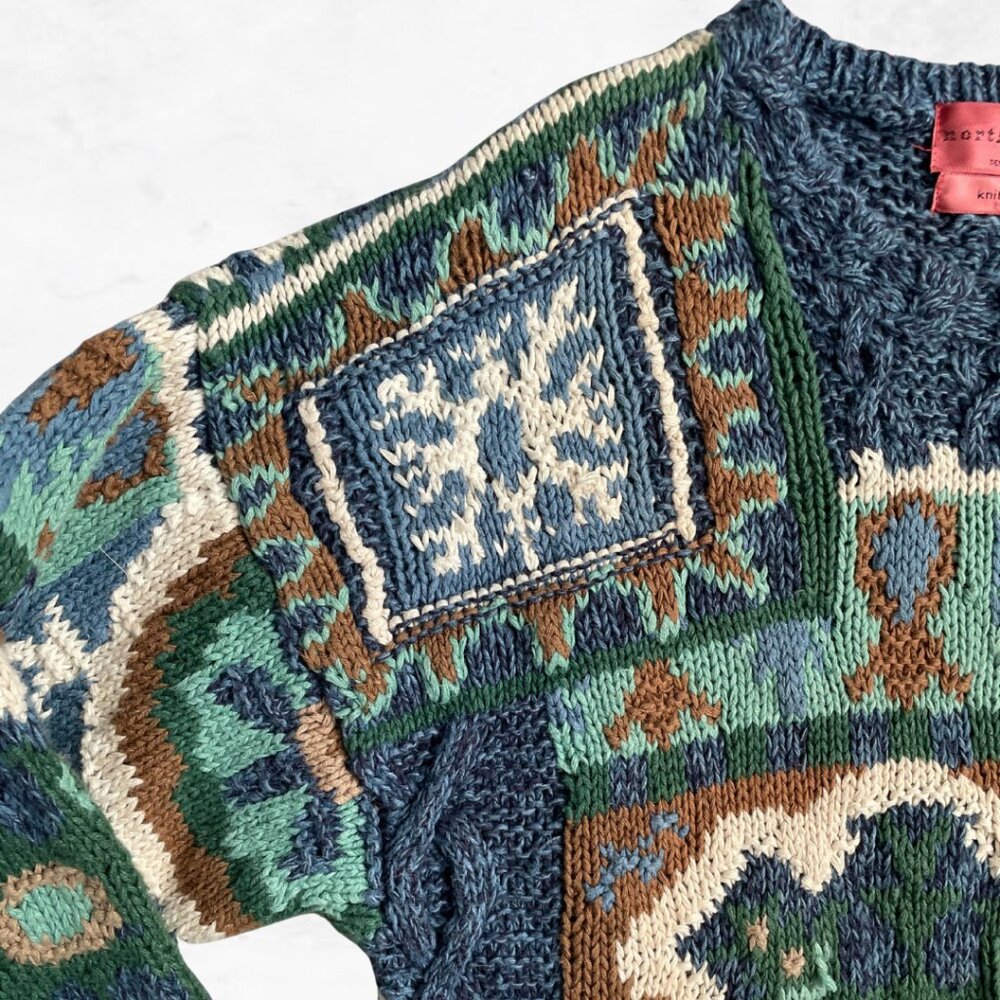 Northern Isles Vintage Patchwork Knit Sweater - image 2